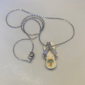 Source Unknown Silver and Gold Teardrop Necklace